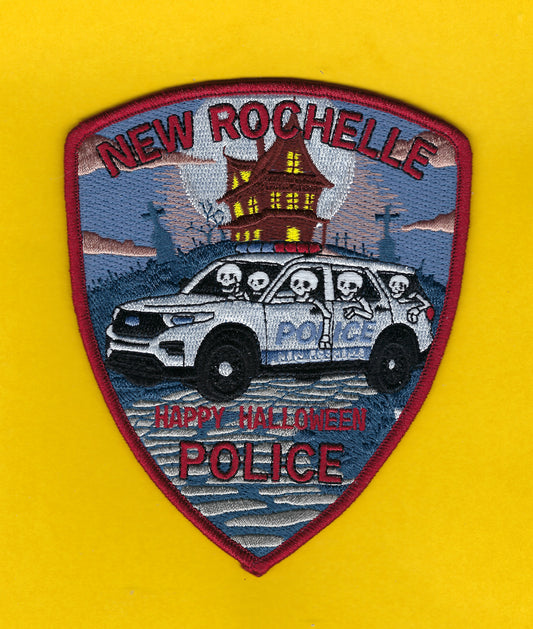 NEW ROCHELLE POLICE DEPARTMENT (WESTCHESTER COUNTY) 'HAPPY HALLOWEEN' EMBROIDERED HOLIDAY PATCH A.