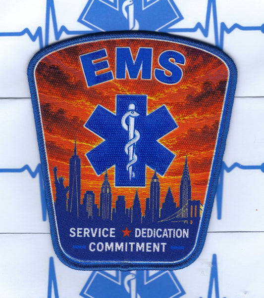 NEW YORK CITY EMERGENCY MEDICAL SERVICES (EMS) SKYLINE PATCH BY EAGLE EMBLEMS.