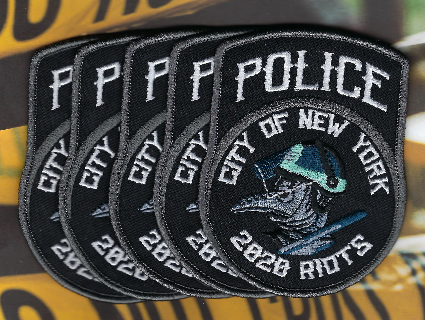 NEW YORK CITY POLICE DEPARTMENT (NYPD) '2020 RIOTS' EMBROIDERED PATCHES' DESIGNED AND PRODUCED BY PUBLIC SAFETY COLLECTIBLES.
