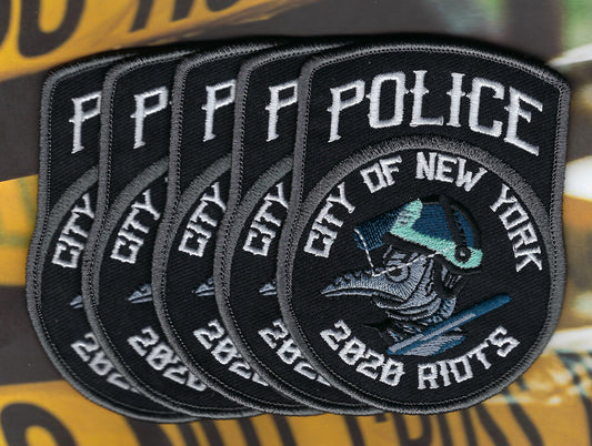 NEW YORK CITY POLICE DEPARTMENT (NYPD) '2020 RIOTS' EMBROIDERED PATCHES' DESIGNED AND PRODUCED BY PUBLIC SAFETY COLLECTIBLES.