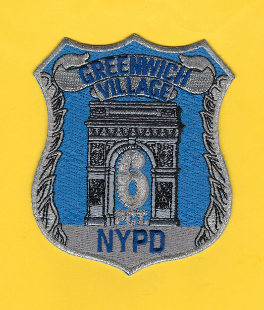 NEW YORK CITY POLICE DEPARTMENT (NYPD) 'SIXTH PRECINCT (GREENWICH VILLAGE) 4.5 INCH EMBROIDERED PATCH BY HUNTZMAN ENTERPRISES.