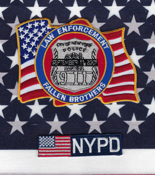 NEW YORK CITY POLICE DEPARTMENT (NYPD) '9-11-01 MEMORIAL PATCH' SET BY PUBLIC SAFETY COLLECTIBLES.
