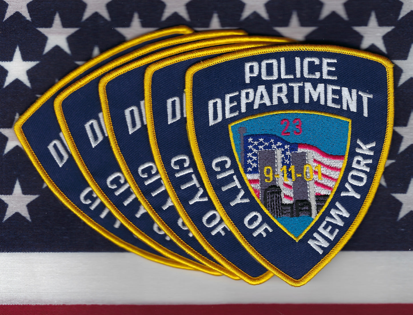 NEW YORK CITY POLICE DEPARTMENT (NYPD) '9-11-01 EMBROIDERED PATCHES' DESIGNED AND PRODUCED BY PUBLIC SAFETY COLLECTIBLES
