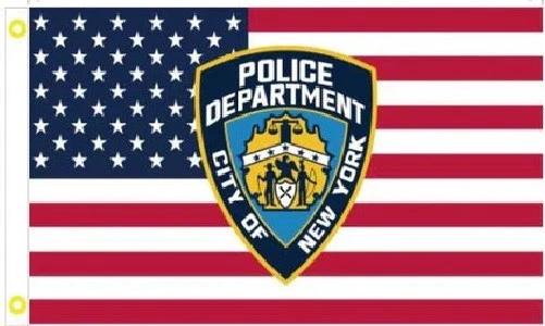 NEW YORK CITY POLICE DEPARTMENT (NYPD) 3x5 FOOT HEAVY DUTY 140 DENIER POLYESTER FLAG WITH BRASS GROMMETS.