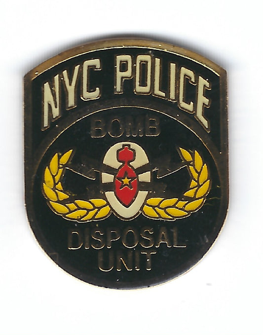 NEW YORK CITY POLICE DEPARTMENT (NYPD) 1.25 INCH 'BOMB DISPOSAL UNIT' PIN BY PUBLIC SAFETY COLLECTIBLES.