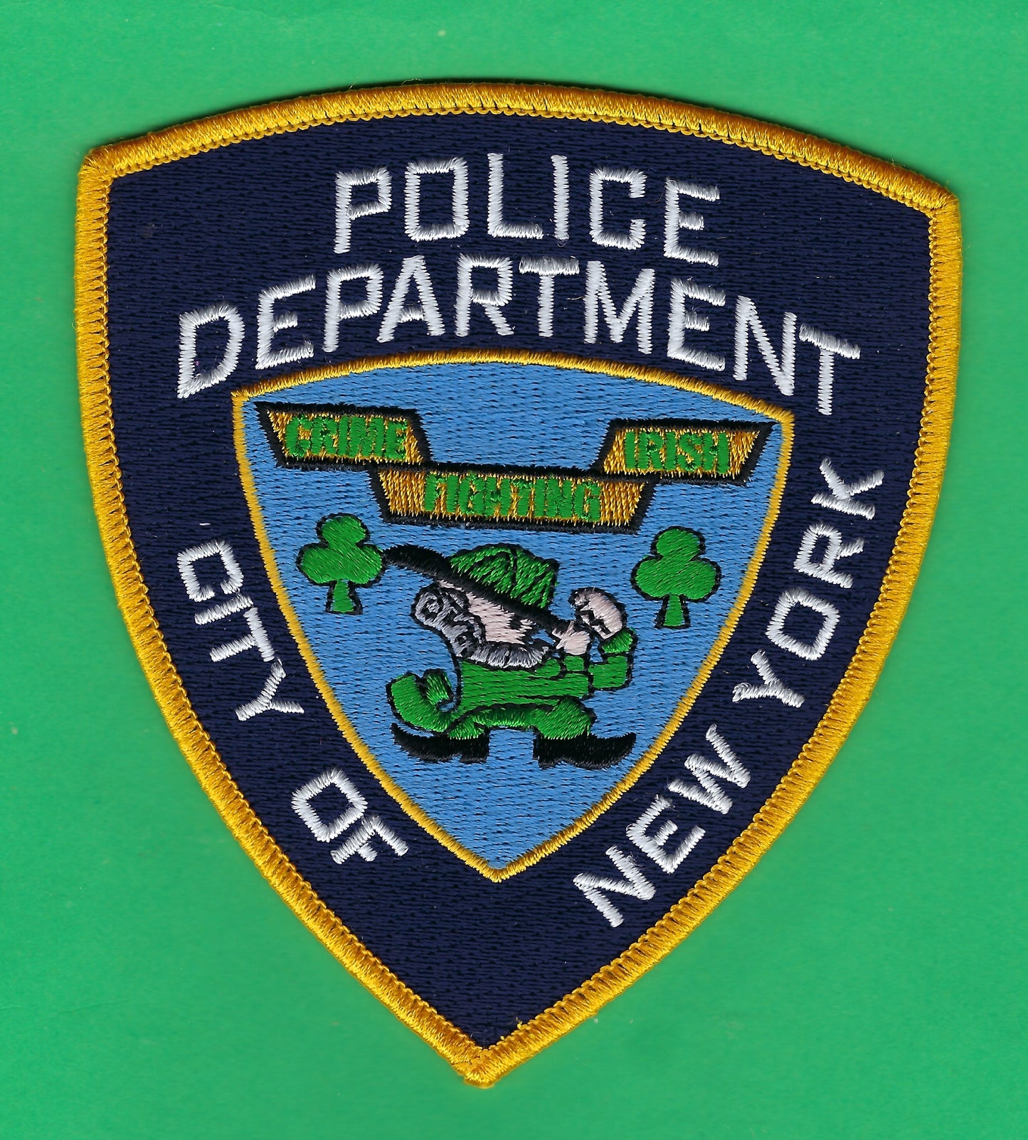 NEW YORK CITY POLICE DEPARTMENT (NYPD) 'CRIME FIGHTING IRISH' EMBROIDERED PATCH BY PUBLIC SAFETY COLLECTIBLES.