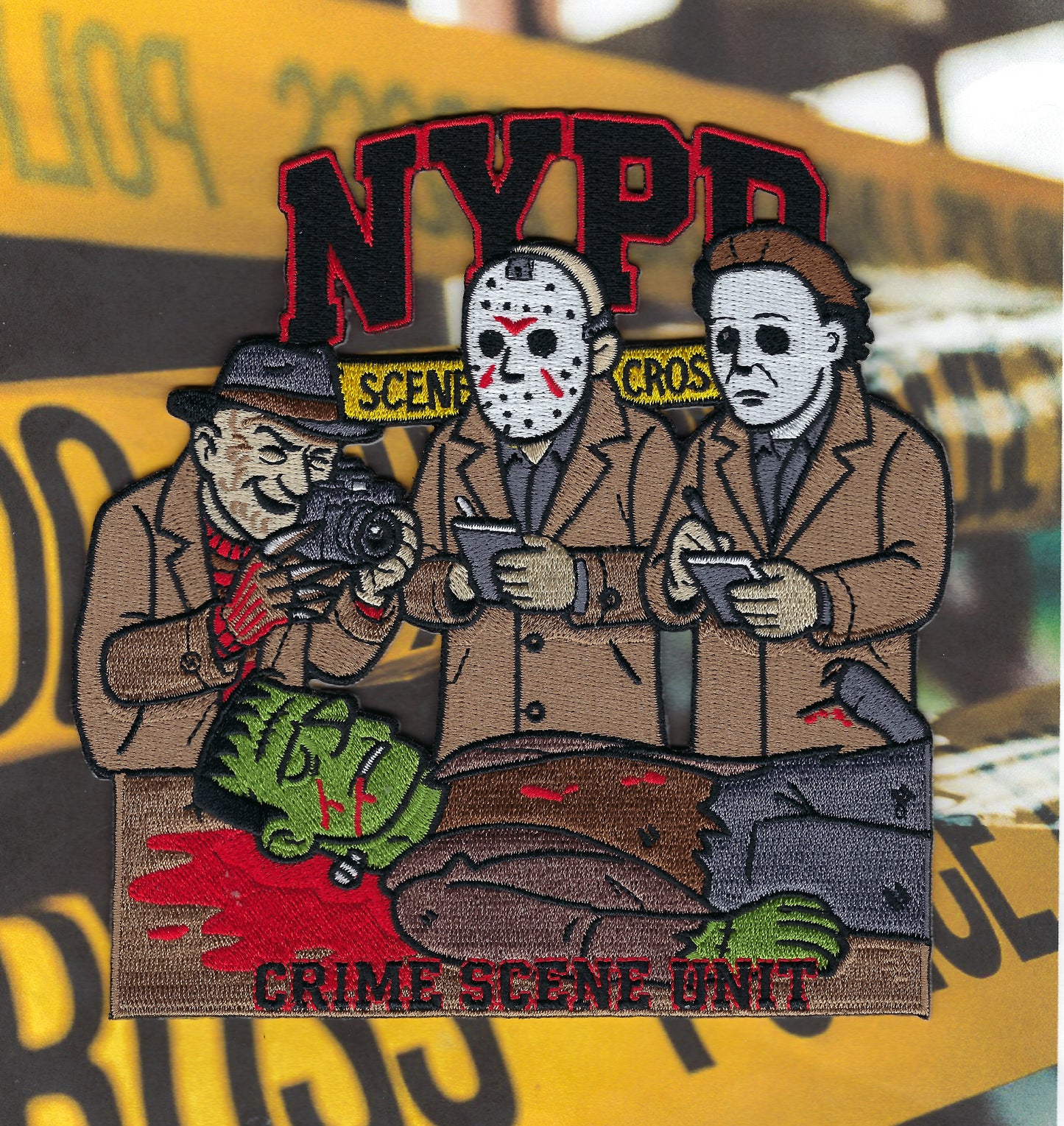 NEW YORK CITY POLICE DEPARTMENT (NYPD) CRIME SCENE UNIT 'HAPPY HALLOWEEN' EMBROIDERED PATCH BY UNDERDOG PATCH DESIGNS.