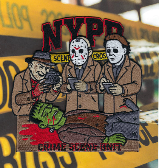NEW YORK CITY POLICE DEPARTMENT (NYPD) CRIME SCENE UNIT 'HAPPY HALLOWEEN' EMBROIDERED PATCH BY UNDERDOG PATCH DESIGNS.