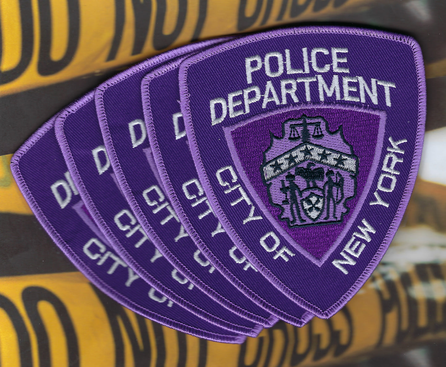 NEW YORK CITY POLICE DEPARTMENT (NYPD) 'DOMESTIC VIOLENCE' EMBROIDERED PATCHES (5) DESIGNED AND PRODUCED BY PUBLIC SAFETY COLLECTIBLES.