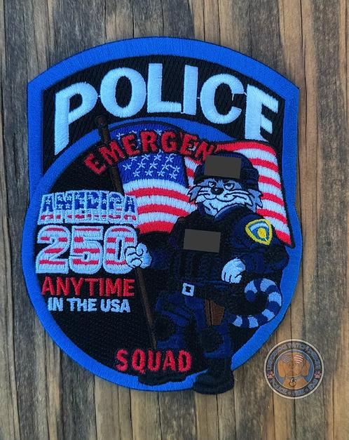 NEW YORK CITY POLICE DEPARTMENT (NYPD) EMERGENCY SERVICE UNIT (ESU) 'USA 250TH ANNIVERSARY' EMBROIDERED TRIBUTE PATCH.