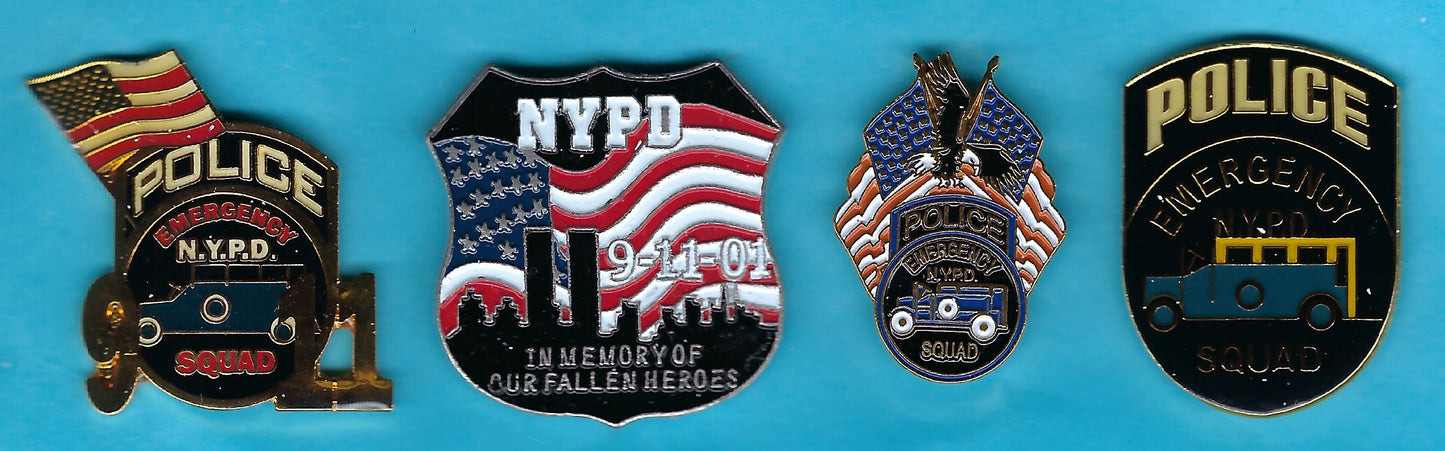 NEW YORK CITY POLICE DEPARTMENT (NYPD) EMERGENCY SERVICE UNIT (ESU) ACRYLIC ENAMEL METAL PINS BY PUBLIC SAFETY COLLECTIBLES