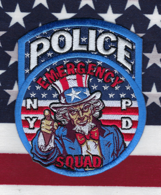 NEW YORK CITY POLICE DEPARTMENT (NYPD) EMERGENCY SERVICE UNIT ESU) 'FOURTH OF JULY' UNCLE SAM EMBROIDERED PATCH B BY UNDERDOG PATCH DESIGNS.