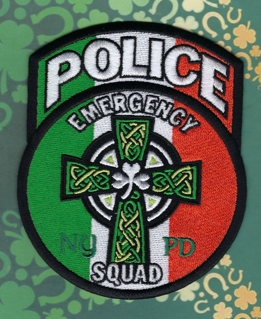 NEW YORK CITY POLICE DEPARTMENT (NYPD) EMERGENCY SERVICE UNIT (ESU) SAINT PATRICK'S DAY EMBROIDERED PATCH DESIGNED AND PRODUCED BY UNDERDOG PATCH DESIGNS.