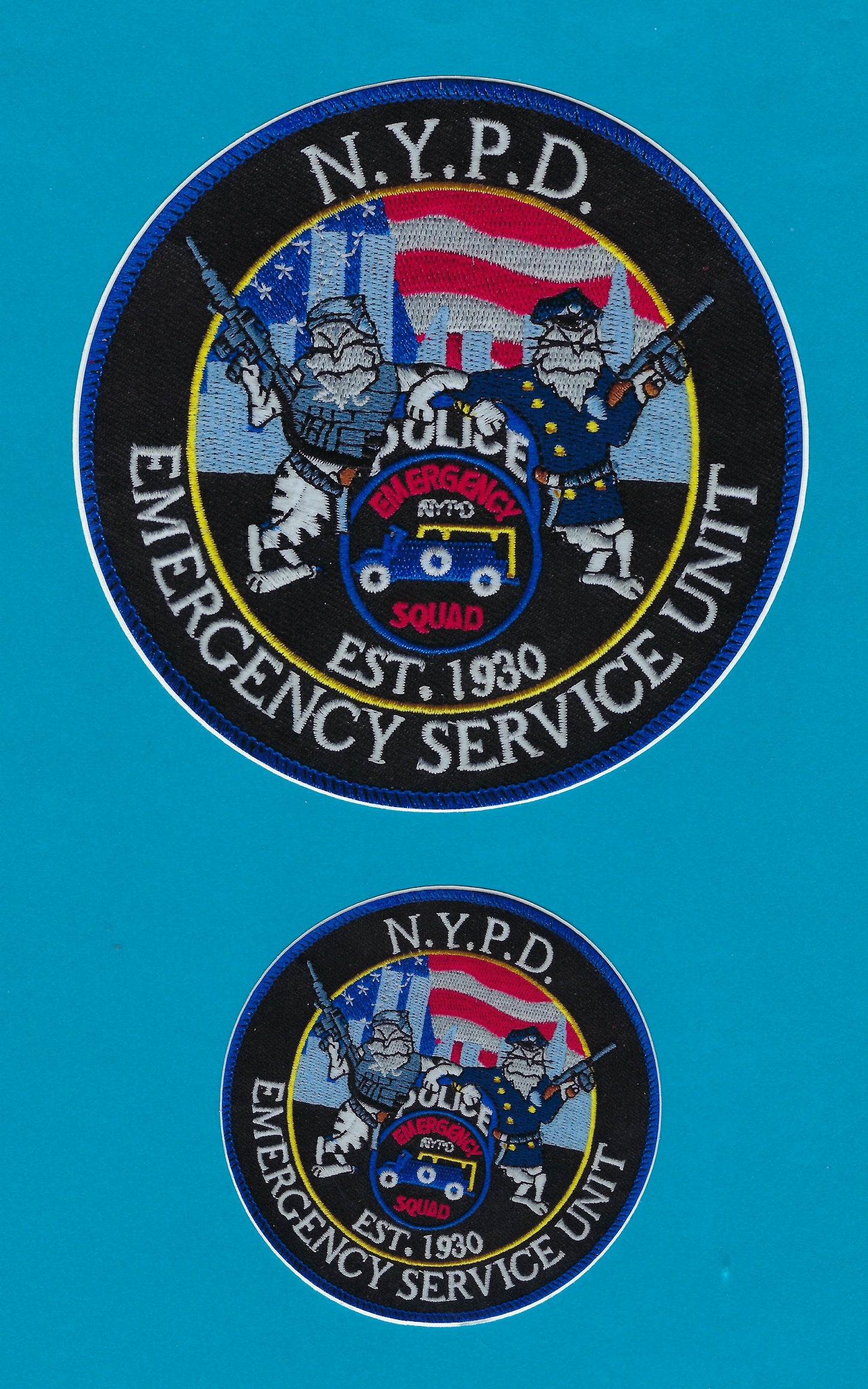 NEW YORK CITY POLICE DEPARTMENT (NYPD) EMERGENCY SERVICE UNIT 'TOMCAT' VINYL DECALS BY PUBLIC SAFETY COLLECTIBLES.