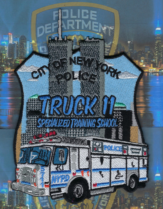 NEW YORK CITY POLICE DEPT (NYPD) EMERGENCY SERVICE UNIT (ESU) LIMITED EDITION 'TRUCK 11 - SPECIALIZED TRAINING SCHOOL) EMBROIDERED PATCH BY UNDERDOG PATCH PRODUCTIONS.