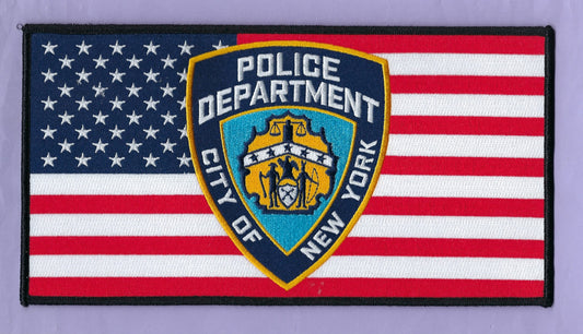 NEW YORK CITY POLICE DEPT (NYPD) UNITED STATES FLAG EMBROIDERED PATCH DESIGNED AND PRODUCED BY UNDERDOG PATCH DESIGNS.