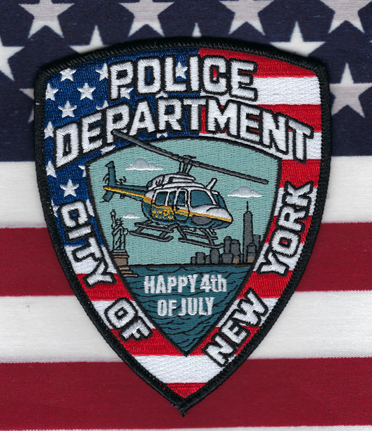 NEW YORK CITY POLICE DEPARTMENT (NYPD) 'FOURTH OF JULY AIR OPERATIONS UNIT' EMBROIDERED PATCH BY UNDERDOG PATCH DESIGNS.