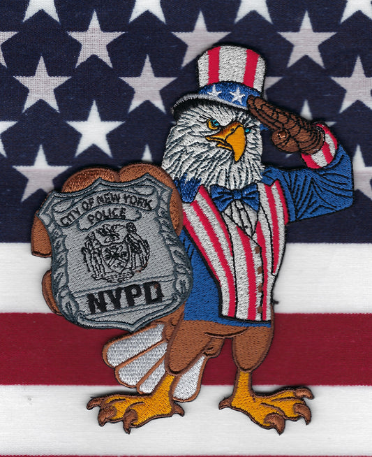 NEW YORK CITY POLICE DEPARTMENT (NYPD) 'FOURTH OF JULY PATRIOTIC EAGLE' EMBROIDERED PATCH A BY UNDERDOG PATCH DESIGNS.