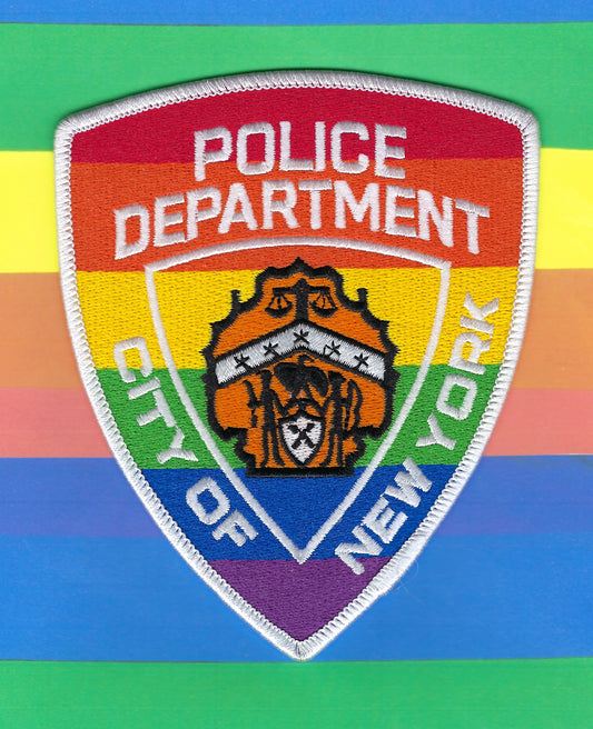 NEW YORK CITY POLICE DEPARTMENT (NYPD) LIMITED EDITION 4.75 INCH GAY PRIDE EMBROIDERED PATCH BY PUBLIC SAFETY COLLECTIBLES.