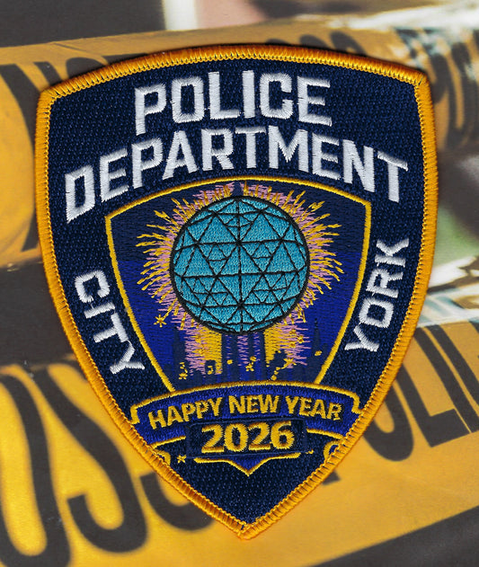 NEW YORK CITY POLICE DEPARTMENT (NYPD) HAPPY NEW YEAR 2026 EMBROIDERED PATCH BY UNDERDOG PATCH DESIGNS.