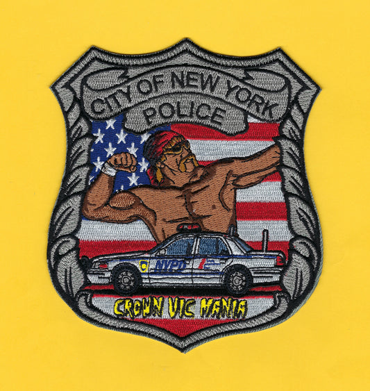 NEW YORK CITY POLICE DEPARTMENT (NYPD) 'HULKAMANIA' EMBROIDERED 5-INCH REMEMBRANCE PATCH BY UNDERDOG PATCH DESIGNS.