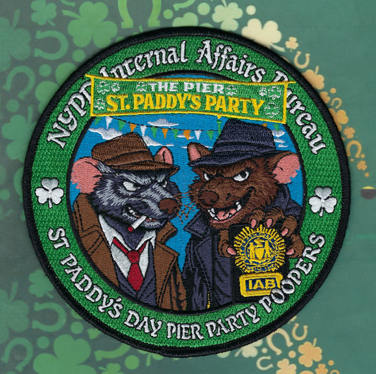 NEW YORK CITY POLICE DEPARTMENT (NYPD) 'INTERNAL AFFAIRS BUREAU' SAINT PATRICK'S DAY EMBROIDERED PATCH BY UNDERDOG PATCH PRODUCTIONS.