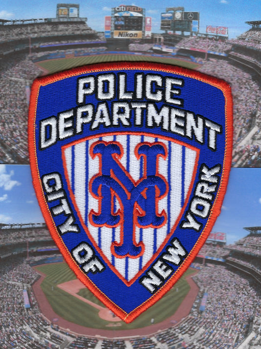 NEW YORK CITY POLICE DEPARTMENT (NYPD) 'NEW YORK METS' EMBROIDERED TRIBUTE PATCH BY UNDERDOG PATCH DESIGNS.