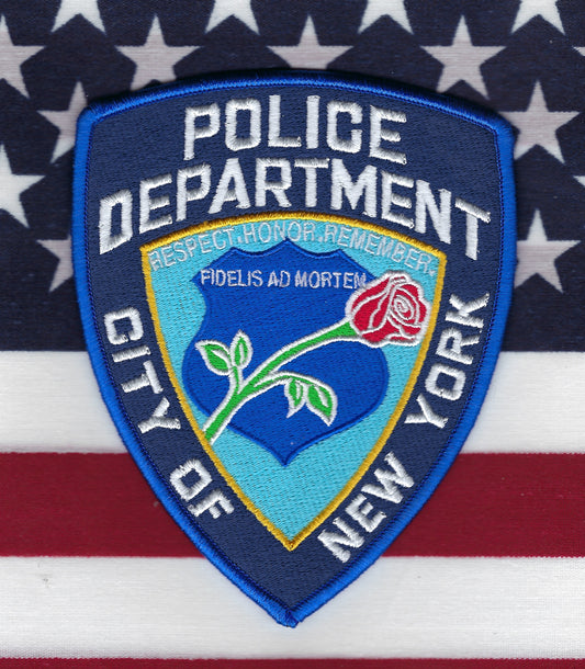 NEW YORK CITY POLICE DEPARTMENT (NYPD) 'NATIONAL POLICE WEEK' 5-INCH EMBROIDERED PATCH BY UNDERDOG PATCH PRODUCTIONS.
