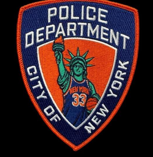 NEW YORK CITY POLICE DEPARTMENT CHAMPIONSHIP BASKETBALL EMBROIDERED TRIBUTE PATCH DESIGNED AND PRODUCED BY UNDERDOG PATCH PRODUCTIONS.