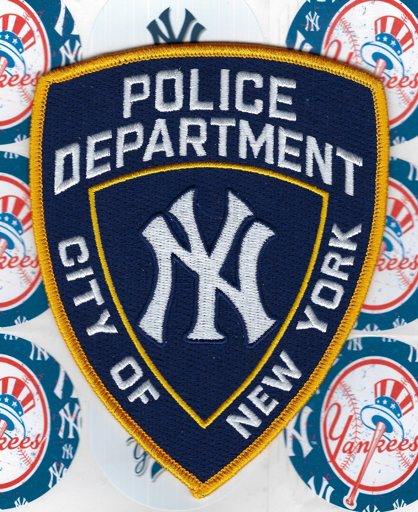 NEW YORK CITY POLICE DEPARTMENT (NYPD) NEW YORK YANKEES (NYY) TRIBUTE PATCH BY UNDERDOG PATCH PRODUCTIONS.