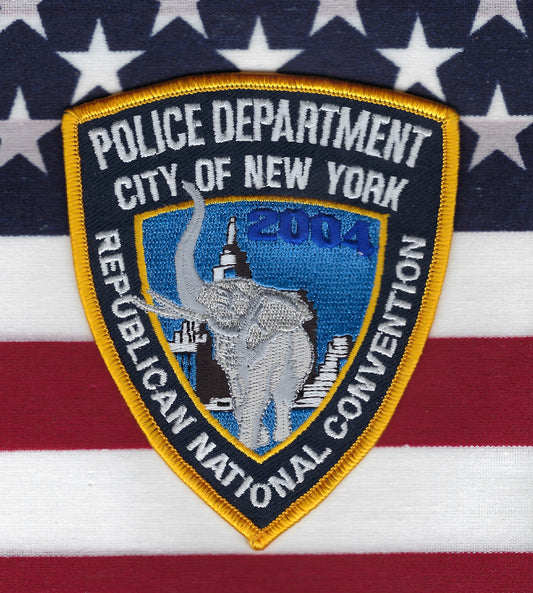 NEW YORK CITY POLICE DEPARTMENT (NYPD) '2004 REPUBLICAN NATIONAL CONVENTION' EMBROIDERED PATCH BY PUBLIC SAFETY COLLECTIBLES.