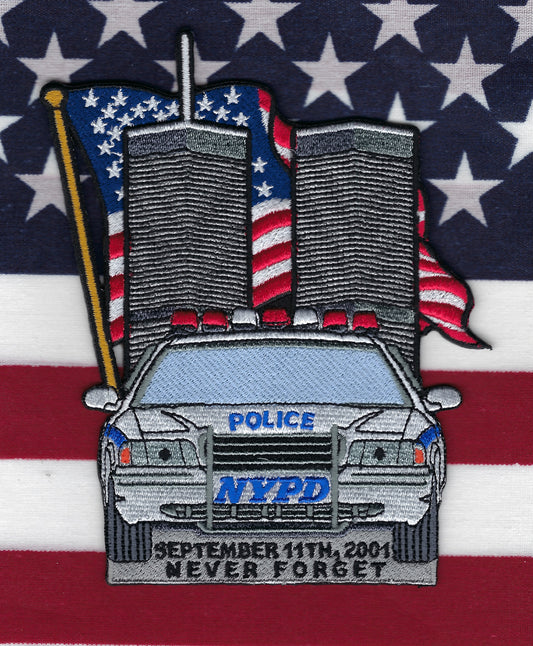 NEW YORK CITY POLICE DEPARTMENT (NYPD) TUNNEL TO TOWERS LIMITED EDITION 9-11-01 COMMEMORATIVE 6-INCH EMBROIDERED PATCH BY UNDERDOG PATCH DESIGNS