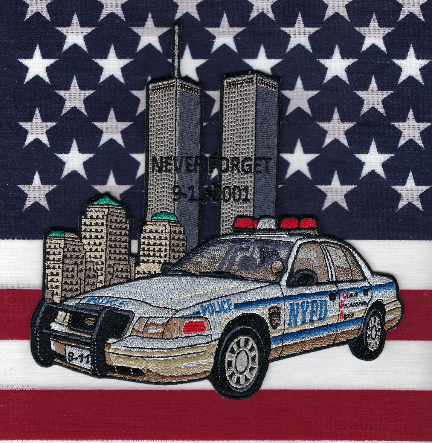 NEW YORK CITY POLICE DEPARTMENT (NYPD) TUNNEL TO TOWERS 9-11-01 COMMEMORATIVE EMBROIDERED PATCH DESIGNED AND PRODUCED BY UNDERDOG PATCH DESIGNS.