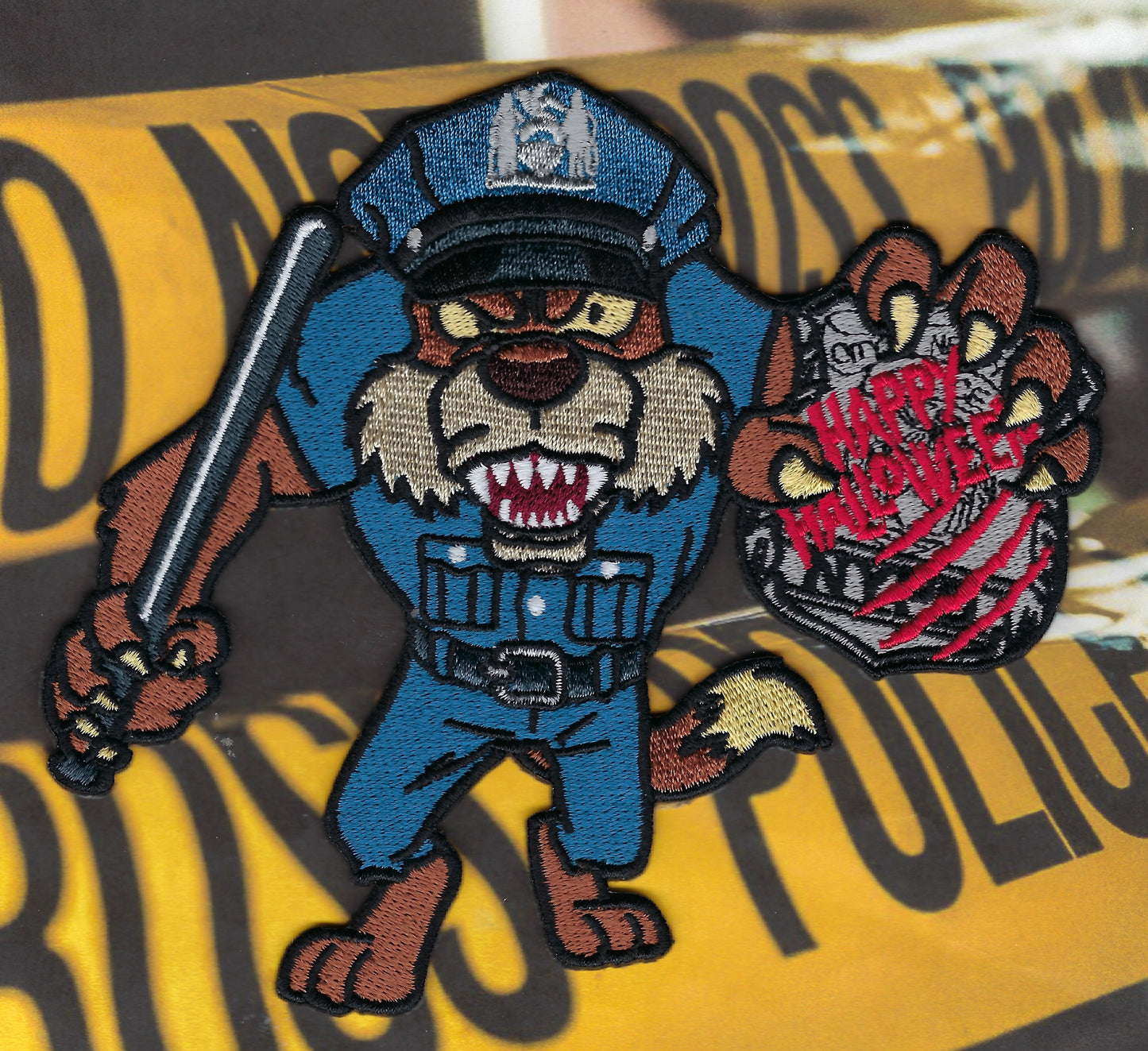 NEW YORK CITY POLICE DEPARTMENT (NYPD) TASMANIAN DEVIL 'HAPPY HALLOWEEN' EMBROIDERED PATCH DESIGNED AND PRODUCED BY UNDERDOG PATCH DESIGNS.