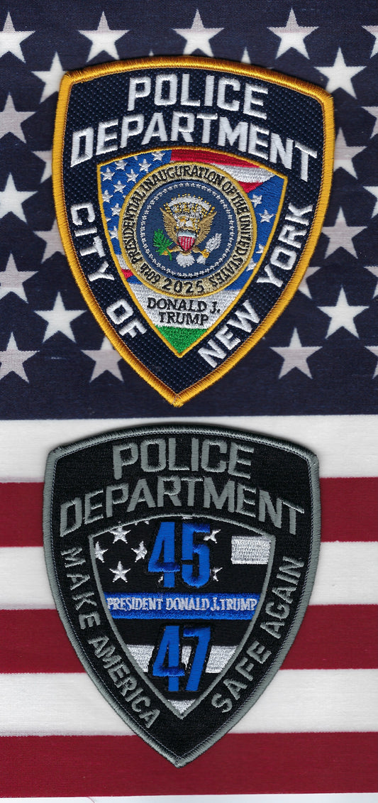 NEW YORK CITY POLICE DEPARTMENT (NYPD) PRESIDENT DONALD J. TRUMP 5-INCH EMBROIDERED TRIBUTE PATCHES BY UNDERDOG PATCH PRODUCTIONS.
