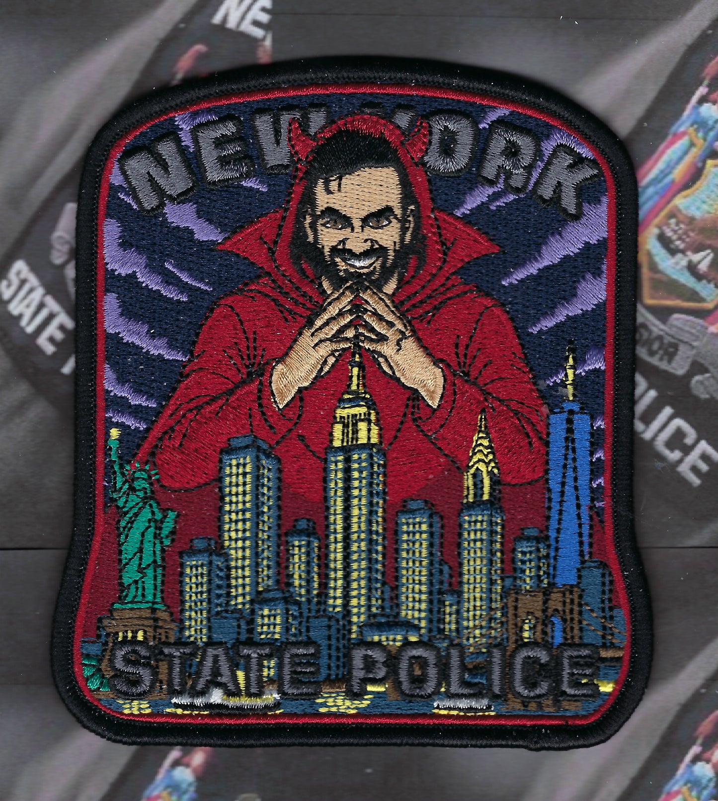 NEW YORK STATE POLICE (NYSP) DEPT 'NEW YORK CITY MAYOR ZOHRAN MAMDANI' EMBROIDERED PATCH BY GHOST PATCH ENTERPRISES.