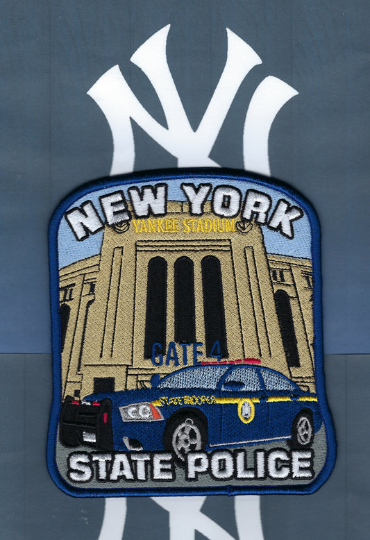 NEW YORK STATE POLICE (NYSP) DEPARTMENT YANKEE STADIUM GATE 4 EMBROIDERED PATCH BY UNDERDOG PATCH DESIGNS.