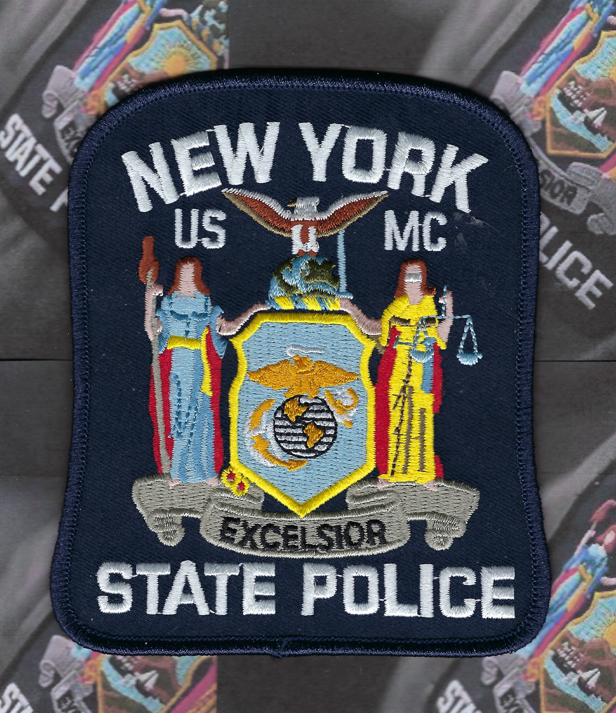 NEW YORK STATE POLICE TROOPER 'UNITED STATES MARINE CORPS' EMBROIDERED PATCH BY PUBLIC SAFETY COLLECTIBLES.