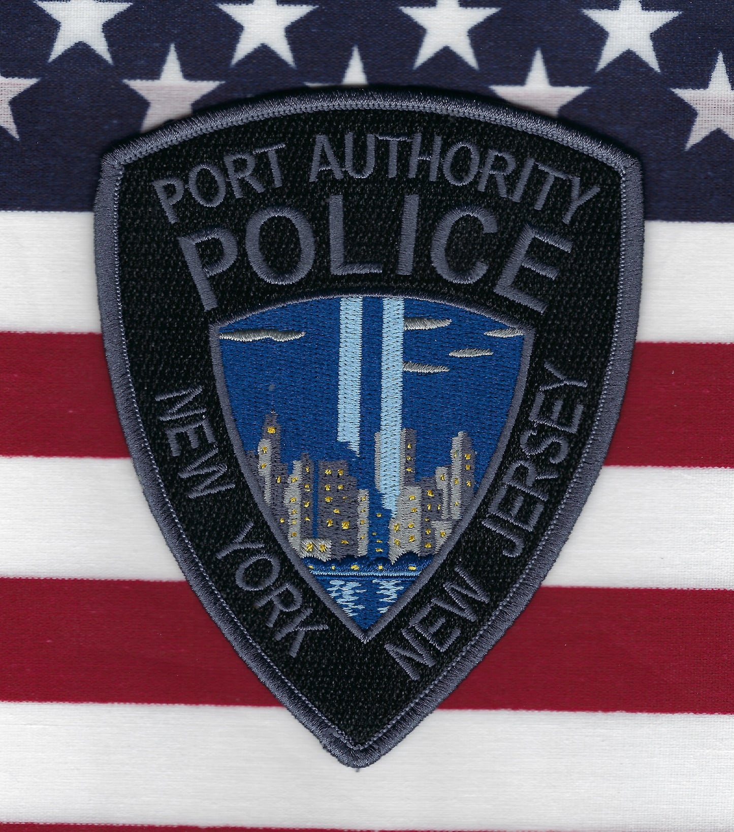 PORT AUTHORITY POLICE DEPARTMENT (PAPD) OF NEW YORK-NEW JERSEY (WORLD TRADE CENTER) TUNNEL TO TOWERS EMBROIDERED TRIBUTE PATCH BY UNDERDOG PATCH PRODUCTIONS.