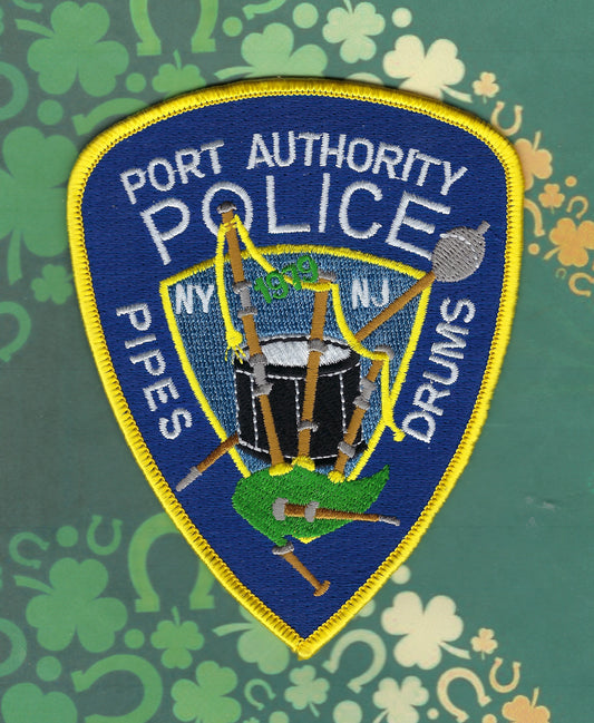 PORT AUTHORITY POLICE DEPT (PAPD) OF NEW YORK / NEW JERSEY 'PIPES AND DRUMS' EMBROIDERED PATCH BY PUBLIC SAFETY COLLECTIBLES.