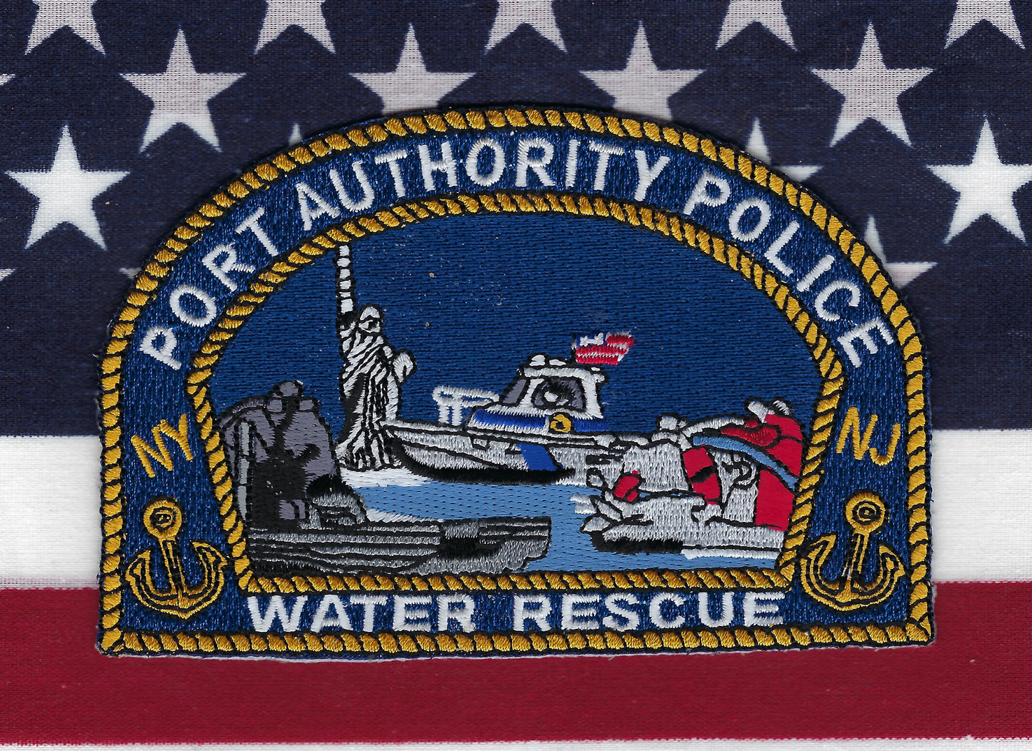 PORT AUTHORITY POLICE DEPARTMENT OF NEW YORK-NEW JERSEY (PAPD) 'WATER RESCUE' EMBROIDERED PATCH BY PUBLIC SAFETY COLLECTIBLES.