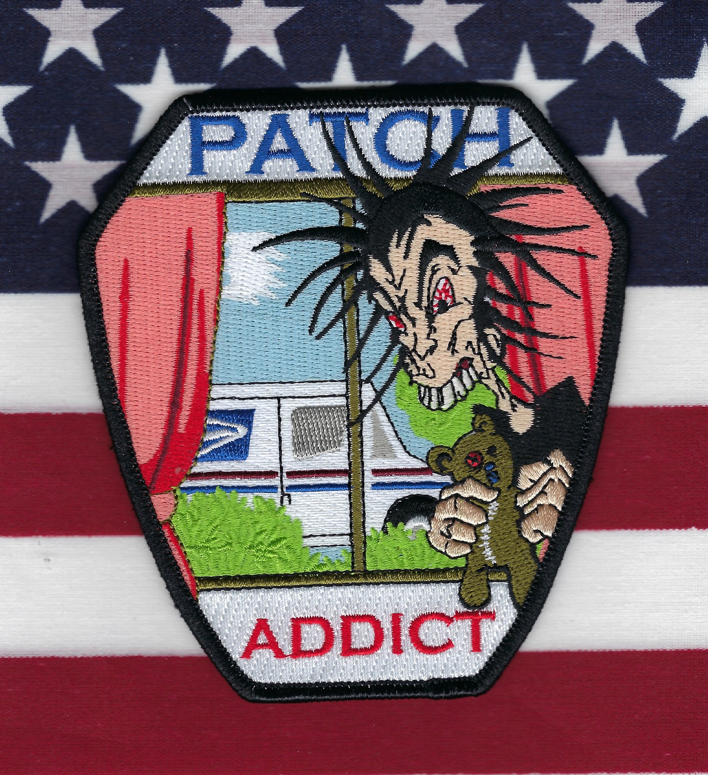 POLICE AND FIRE PATCH COLLECTOR'S 'PATCH ADDICT' EMBROIDERED PATCH BY GHOST PATCH PRODUCTIONS.