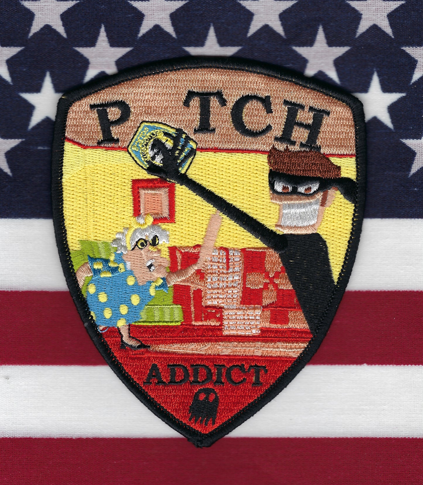 POLICE AND FIRE PATCH COLLECTOR'S 'PATCH ADDICT' EMBROIDERED PATCH B BY GHOST PATCH PRODUCTIONS.