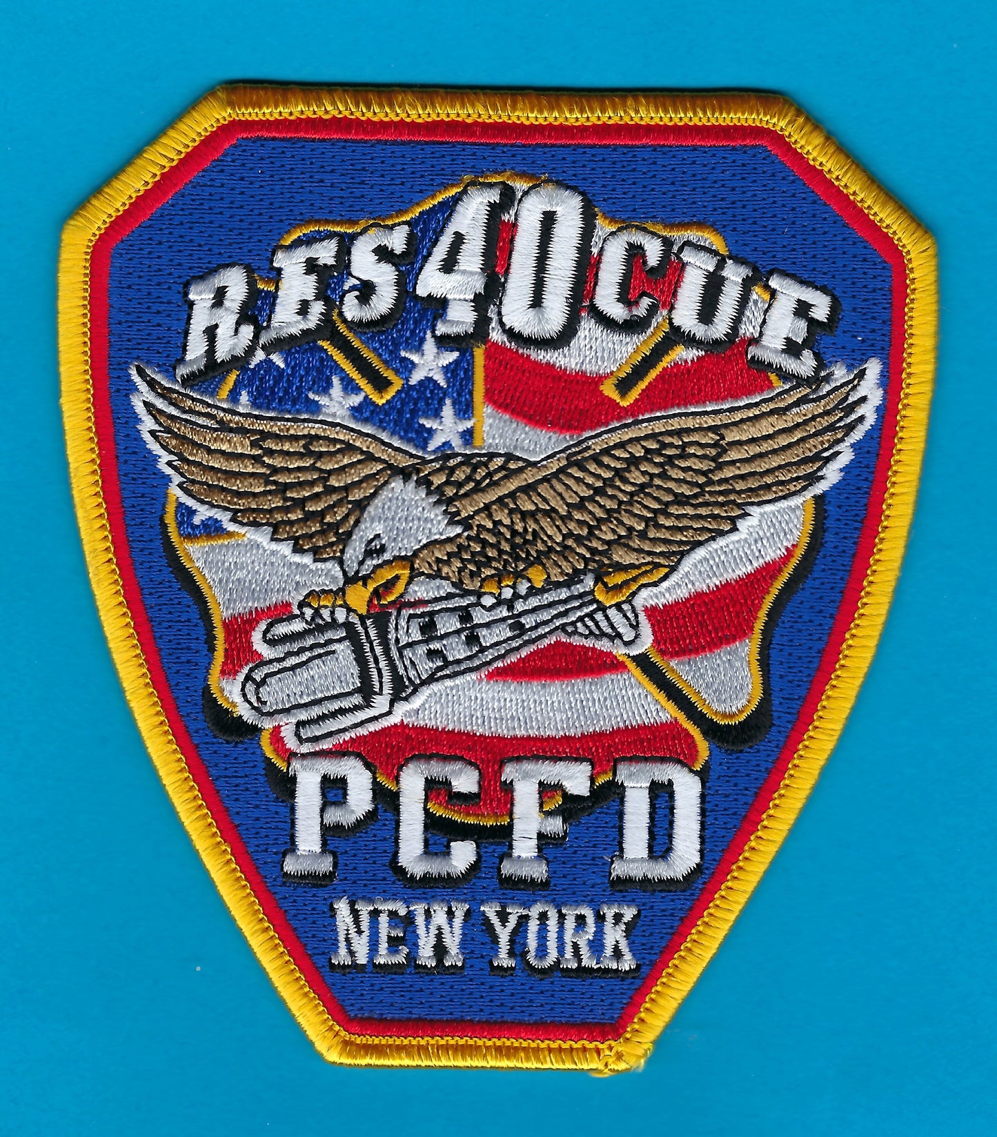 PORT CHESTER, NEW YORK ( WESTCHESTER COUNTY ) FIRE DEPARTMENT RESCUE COMPANY 40 EMBROIDERED PATCH BY UNDERDOG PATCH PRODUCTIONS