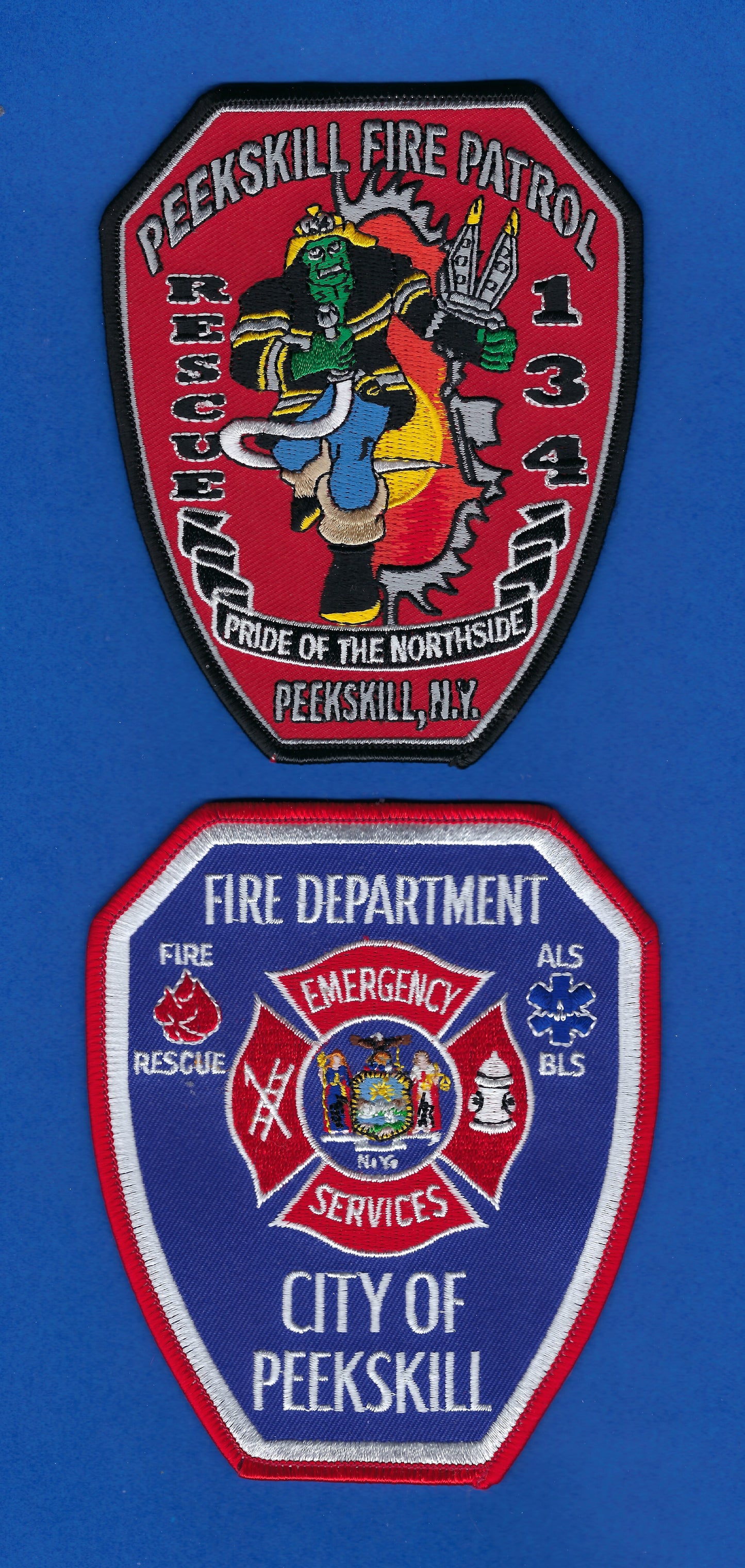 PEEKSKILL, NEW YORK ( WESTCHESTER COUNTY ) FIRE DEPARTMENT RESCUE 134 EMBROIDERED PATCHES BY PUBLIC SAFETY COLLECTIBLES