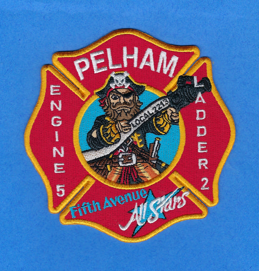 PELHAM, NEW YORK FIRE DEPARTMENT LOCAL 2213 LIMITED EDITION 4.5 INCH EMBROIDERED PATCH BY UNDERDOG PATCH DESIGNS.