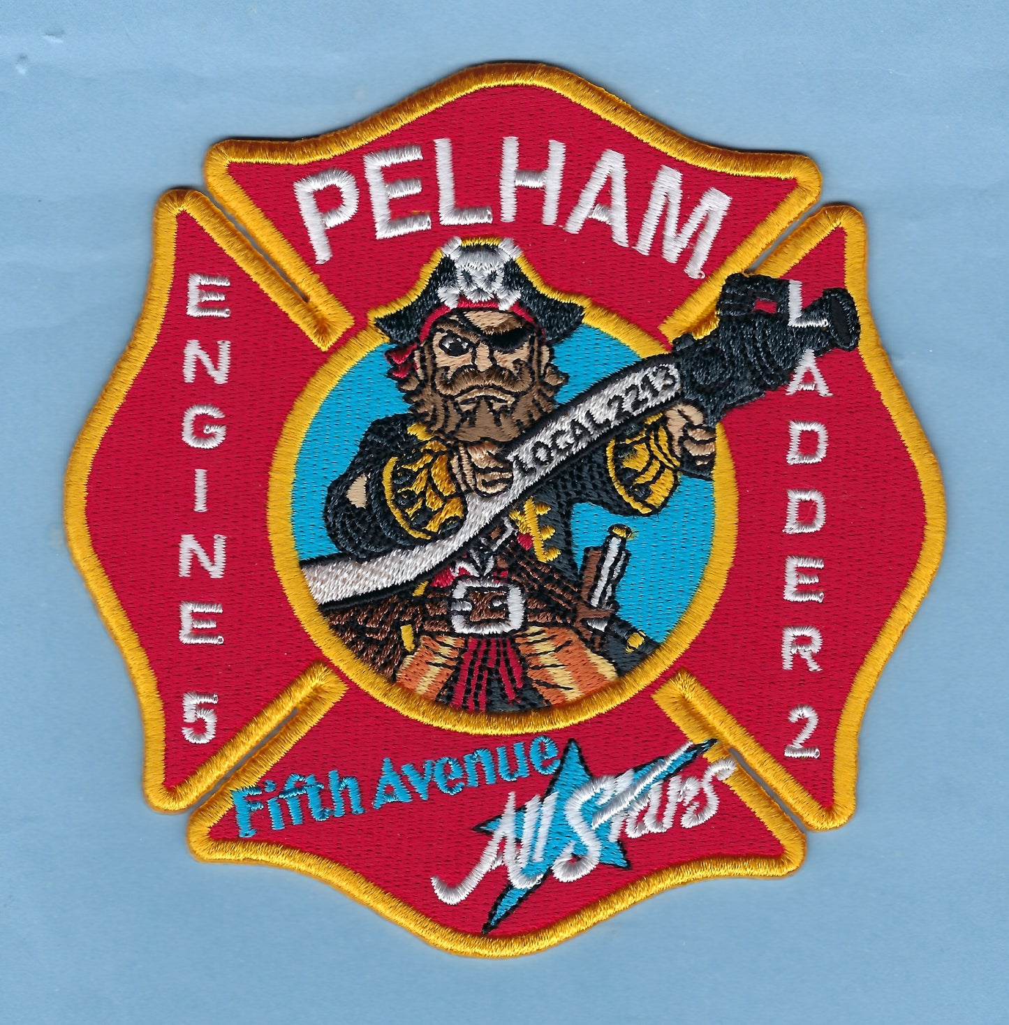 PELHAM, NEW YORK FIRE DEPARTMENT LOCAL 2213 LIMITED EDITION 4.5 INCH EMBROIDERED PATCH BY UNDERDOG PATCH DESIGNS.