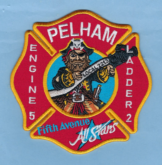 PELHAM, NEW YORK FIRE DEPARTMENT LOCAL 2213 LIMITED EDITION 4.5 INCH EMBROIDERED PATCH BY UNDERDOG PATCH DESIGNS.