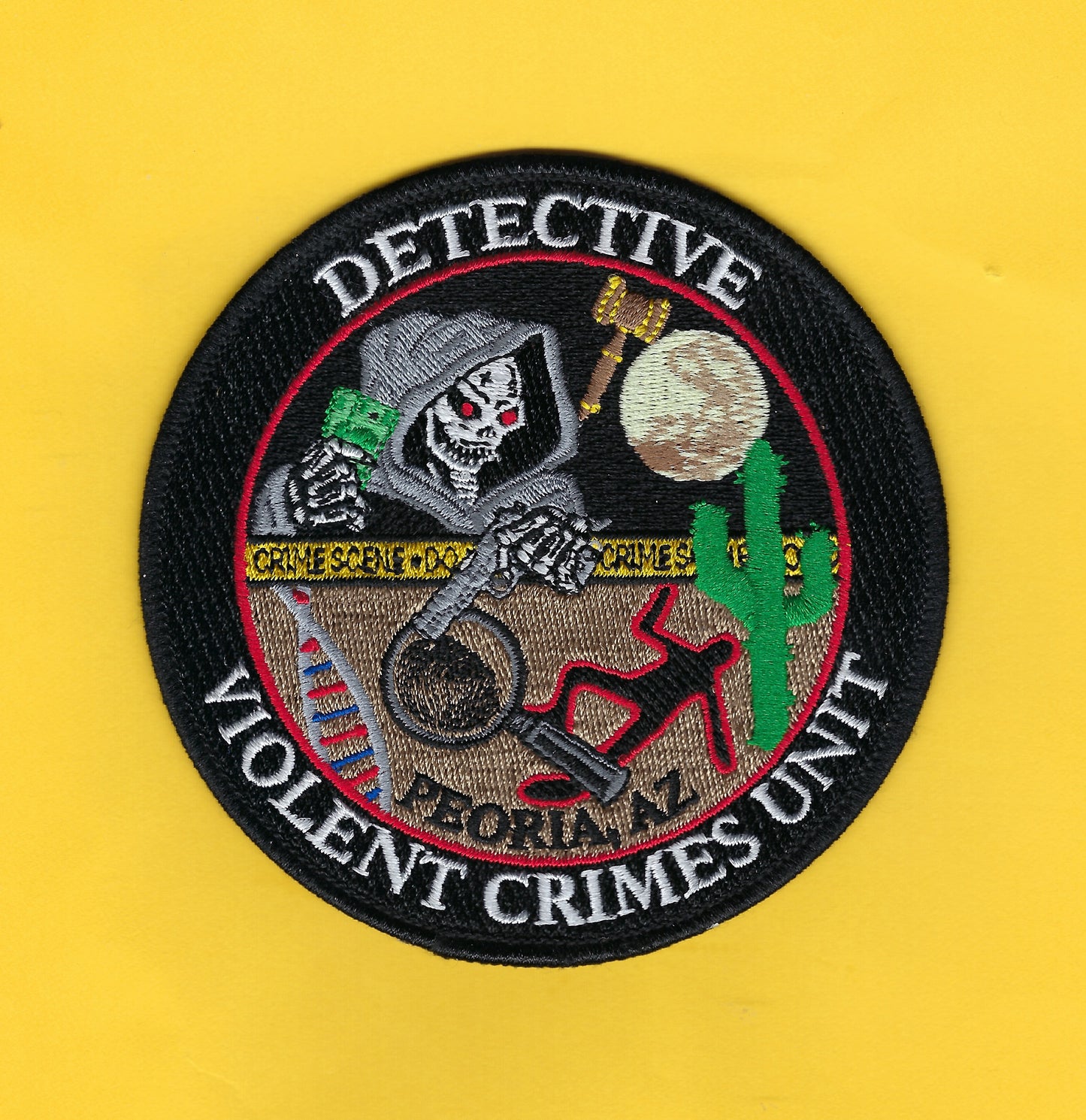 PEORIA, ARIZONA POLICE DEPARTMENT 4-INCH VIOLENT CRIMES UNIT DETECTIVE EMBROIDERED PATCH BY HUNTZMAN ENTERPRISES.