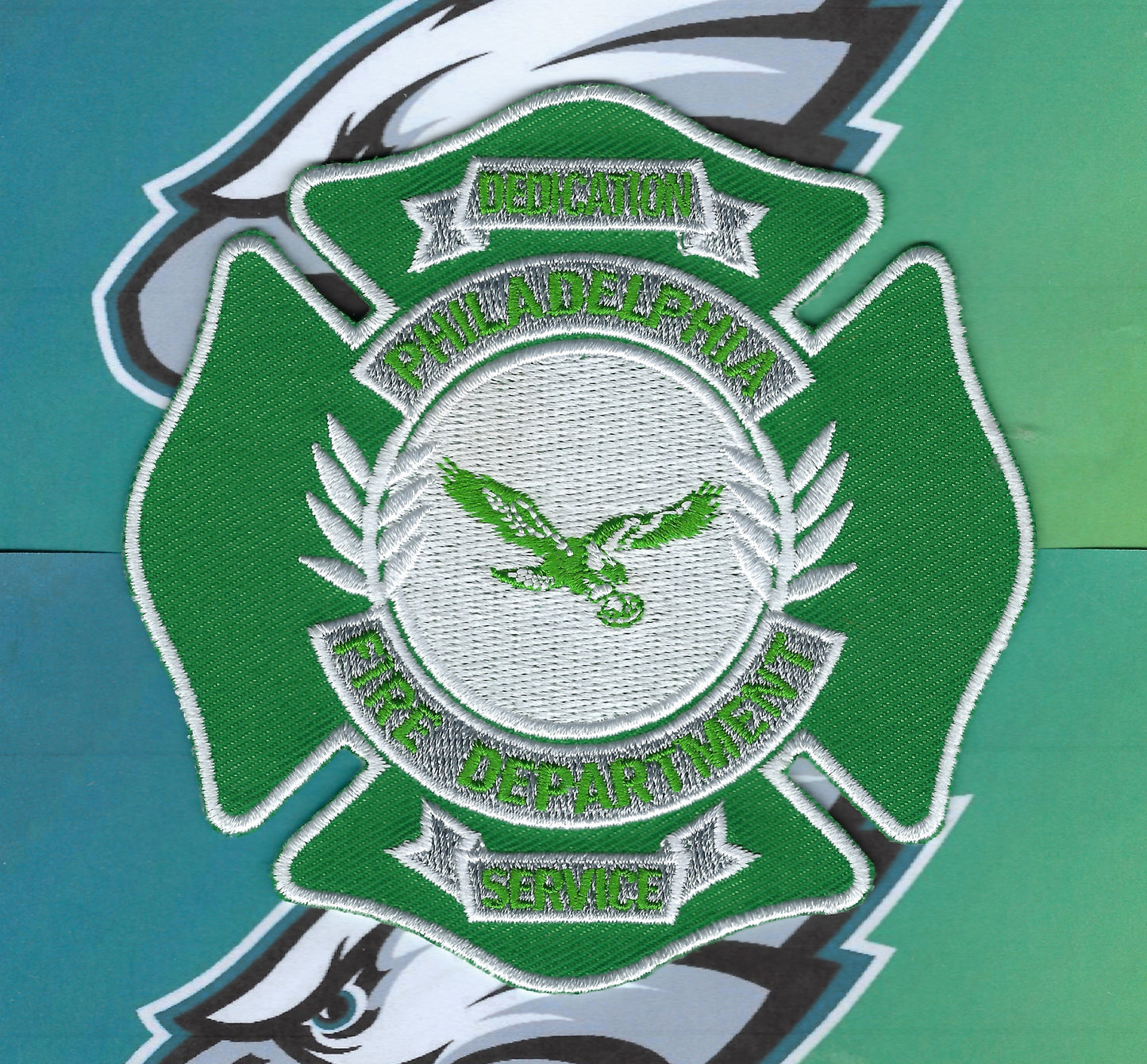 PHILADELPHIA, PENNSYLVANIA FIRE DEPT 'PHILADELPHIA EAGLES' EMBROIDERED TRIBUTE PATCH BY PUBLIC SAFETY COLLECTIBLES